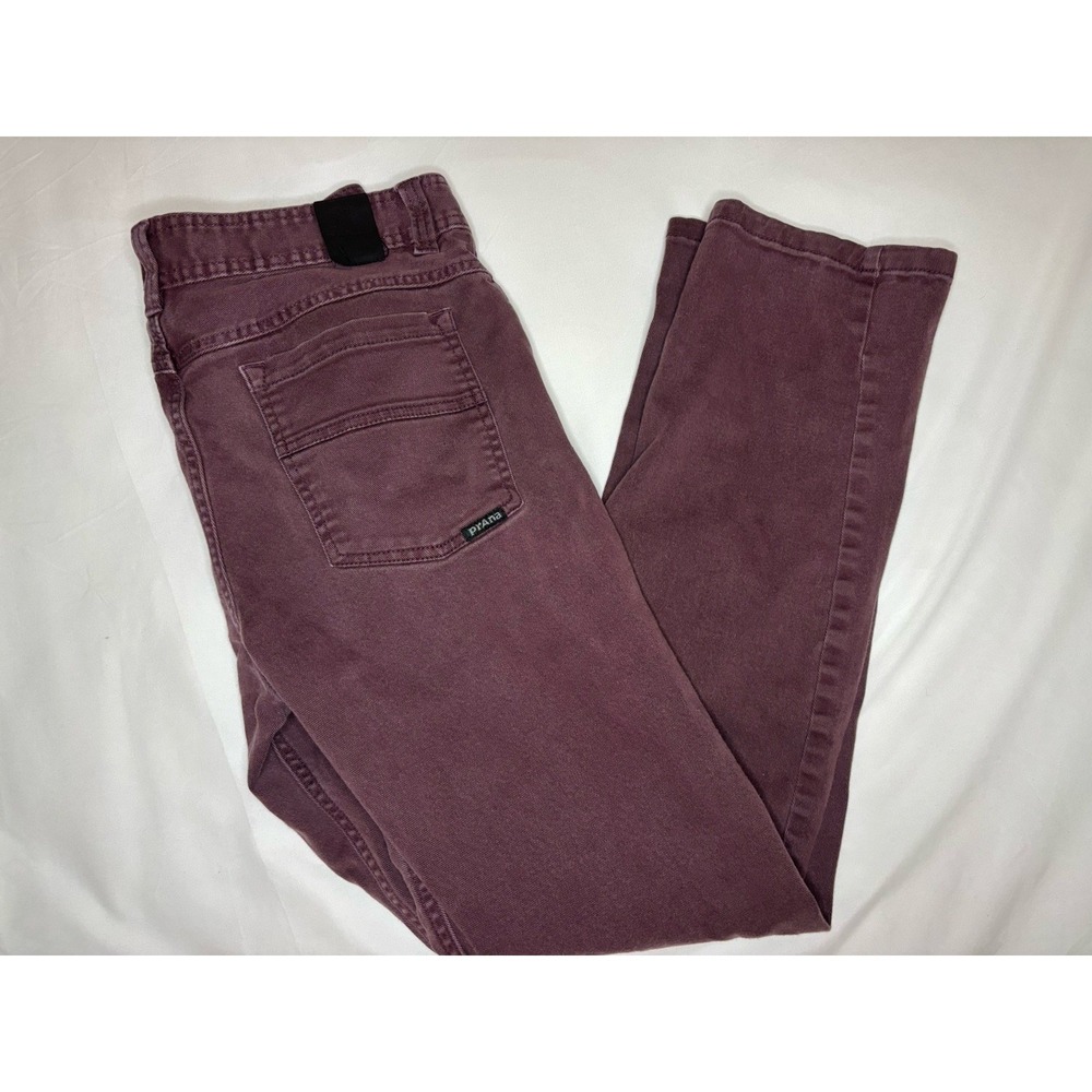 Prana Breathe Denim Jean Slim Fit 32x30 Maroon Cotton Stretch‎ Pants